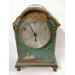 An oriental lacquered mantle clock decorated with figures and birds