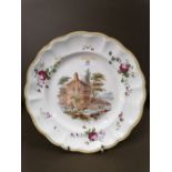 A Faience cabinet plate with Veuve Perrin VP style mark to the back