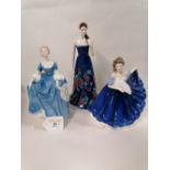 Three figural ornaments to comprise Royal Doulton Hilary, Royal Doulton Pretty Ladies Elaine,