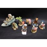 A group of 7 Border Fine Arts Beatrix Potter Classics animal ornaments together with a Border Fine