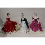 A group of three figural ornaments, to comprise Coalport Ladies of Fashion Abigail,