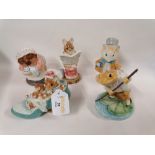 A group of 5 Border Fine Arts Beatrix Potter Classics animal ornaments,