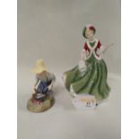Two Royal Doulton figural ornaments of Pretty Ladies Christmas Day and River Boy
