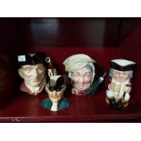 Four character jugs by Royal Doulton and Sylvac,