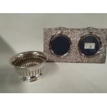 A Birmingham silver photograph frame and a Mappin & Webb silver bowl with gadrooned base