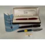 A vintage Parker 17 fountain pen and two other fountain pens by Conway Stewart and Swan