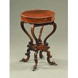 A Victorian rosewood worktable,