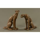 Libby Edmondson, a pair of Cheetah's, cast resin. Tallest 43 cm.