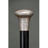 An early 20th century ebony cane with silver mount by Henry Tracy & Sons, circa 1920,