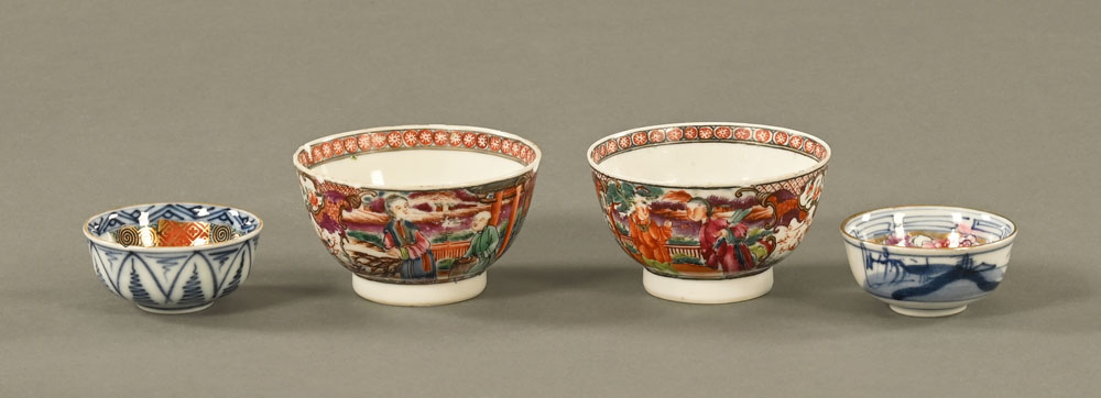 Four Chinese porcelain tea bowls various.