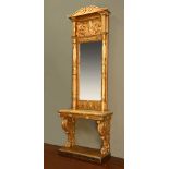 A bold Regency carved giltwood console table,