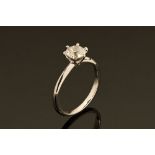 An 18 ct gold solitaire diamond ring, diamond weight +/- 1.01 carats, colour grade D, clarity SI2.