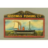 A painted wooden plaque, second half 20th century "Hastings Fishing Company".