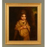 After Joshua Reynolds RA, oil on canvas "The Strawberry Girl". 74 x 62 cm, handwritten label verso.