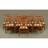 A set of ten Chippendale style mahogany dining chairs,