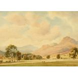 Percy Lancaster (1878-1951), watercolour "Evening-Langdale". 22 cm x 32 cm.