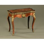 A 19th century boulle marquetry serpentine fronted turnover top card table,