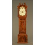 An early 19th century mahogany longcase clock with brass strung case and with eight day striking