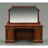 A J Lamb of Manchester mahogany and ebonised mirror back sideboard,