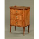 A late 19th/early 20th century small continental chest of drawers,