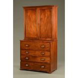 A late Georgian mahogany secretaire bookcase on chest,