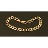 A 9 ct gold bracelet, stamped 375, 12.7 grams. CONDITION REPORT: Length 19.5 cm.