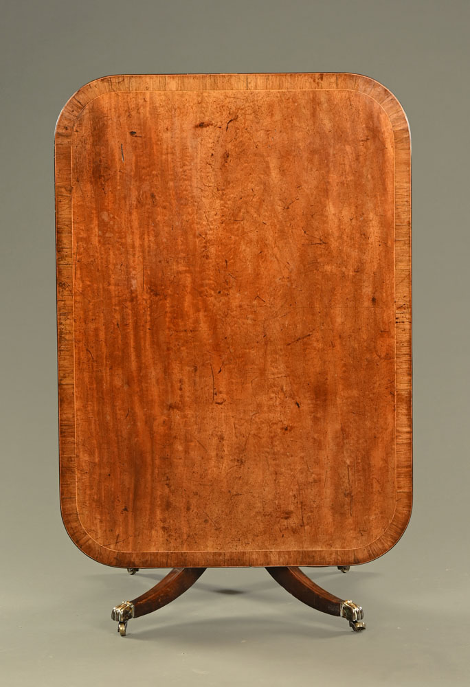 A George III mahogany breakfast table, rectangular with rounded corners and crossbanded edge, - Image 2 of 2