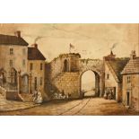 Manner of Robert Carlyle or William Nutter, an early 19th century watercolour "Irish Gate Carlisle",