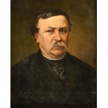 Frank Deak, oil painting on canvas portrait of a gentleman. 54 cm x 42.5 cm.