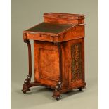 A Victorian figured walnut Davenport desk,
