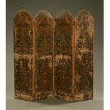 Military interest a 19th century four fold leather bound screen,