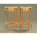 A pair of mid 20th century Italian marble topped side tables,