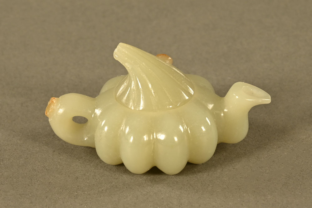 A Chinese green jade teapot. Length 7.5 cm. - Image 2 of 2