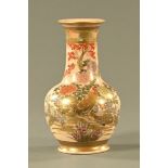 A Japanese Meiji period Satsuma vase, decorated with carnations and birds etc. Height 26 cm.