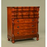 A Victorian mahogany Scotch chest of drawers, with shallow serpentine frieze drawer,