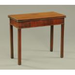 A George III mahogany turnover top tea table,