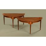 A pair of George III inlaid mahogany D ends,