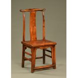 A Chinese chair, with yoke shaped top rail,