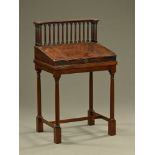 An American mahogany clerks desk, with spindled gallery,