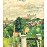 Czechoslovakian School, oil on canvas, view of Bratislava. 49 cm x 43 cm (see illustration).