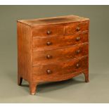 A 19th century mahogany bowfronted chest of drawers,