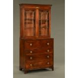 A George III mahogany secretaire bookcase,