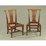 A pair of George III mahogany Chippendale style splat back dining chairs,