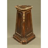 A parcel gilt classical pedestal, painted pine for sculpture.