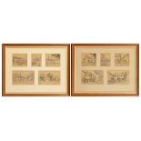 John Rogers, a collection of pencil and watercolour sketches of Eskdale, five framed as one,