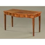 A George III serpentine fronted serving table, with two frieze drawers,