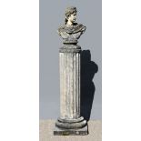 A marble column, fluted and with detachable circular and square base.