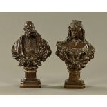 A pair of 19th century bronze busts Franz Joseph I and Elizabeth. Height 30 cm.