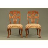 A pair of Irish mahogany 18th century style side chairs,