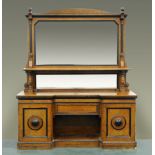 A late Victorian pollard oak mirror backed sideboard,